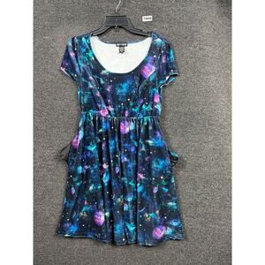 Hot Topic Dress Juniors Small Galaxy Velvet Fit & Flare Skater Short Sleeve